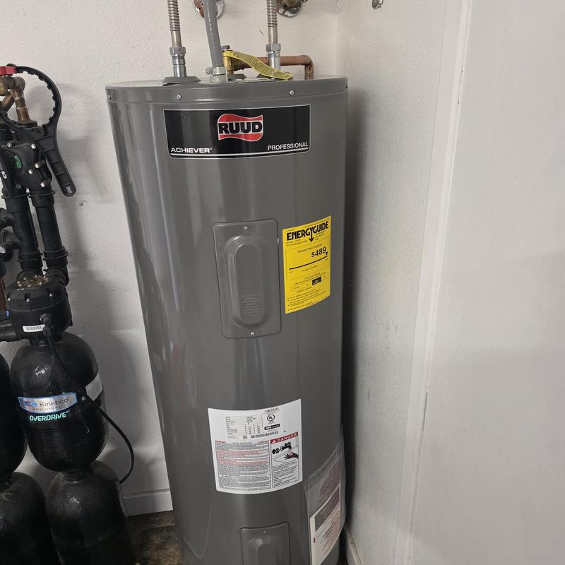 50 gallon electric water heater with ball valve and supply lines
