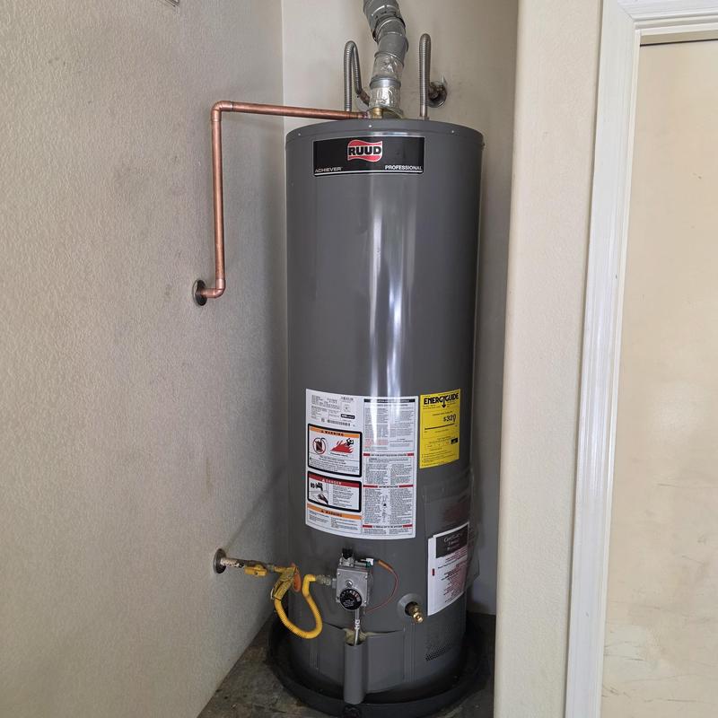 50 gallon gas water heater with new copper piping