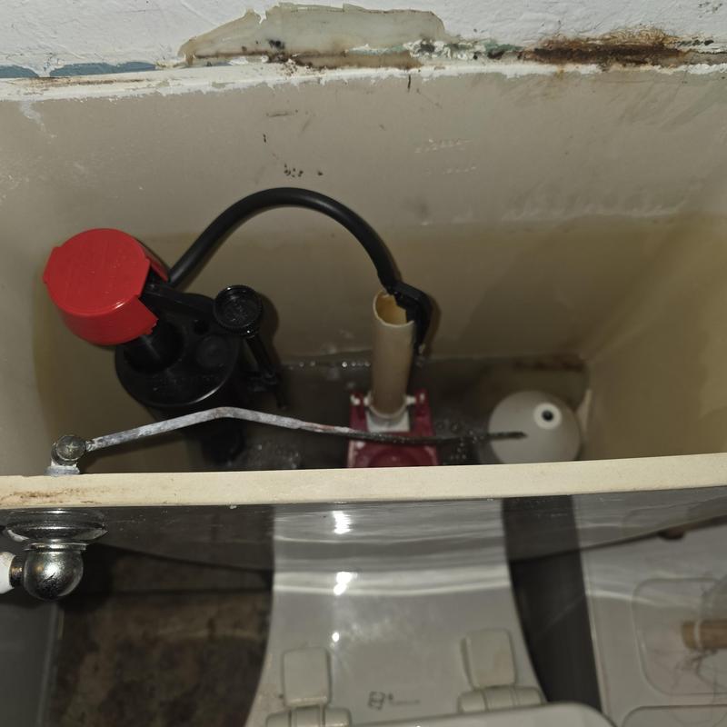 Toilet flush valve and fill valve inside tank